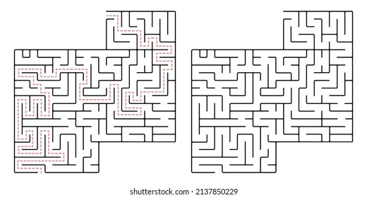 Maze, a simple logic game with labyrinths. Vector maze game.