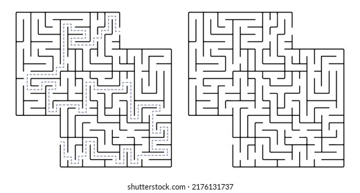 Maze, a simple logic game with labyrinths. Vector maze game.
