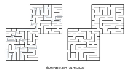 Maze, a simple logic game with labyrinths. Vector maze game.