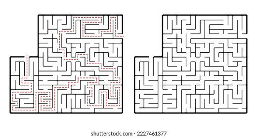 Maze, a simple logic game with labyrinths. Vector maze game.