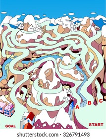 Maze of snowy mountains