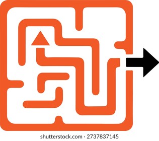 Maze Solution Concept with Arrow Exit Vector Illustration
