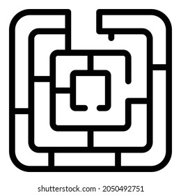 Maze solution icon. Outline maze solution vector icon for web design isolated on white background