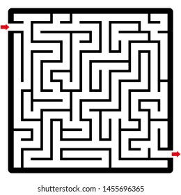 Maze, square format. Labyrinth with two arrows. Fun game to reach the goal.
