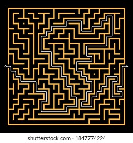 Maze. Square labyrinth game. Find a way puzzle. Vector illustration.