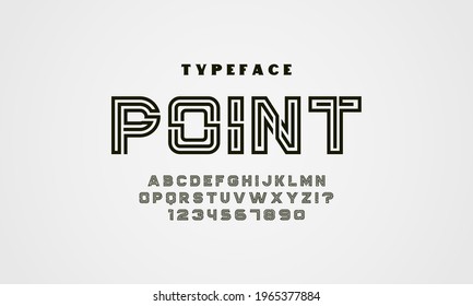 Maze style font design, labyrinth alphabet, letters and numbers. Outline text style effect Premium Vector.