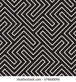 Maze Tangled Lines Contemporary Graphic. Abstract Geometric Background Design. Vector Seamless Black and White Pattern.