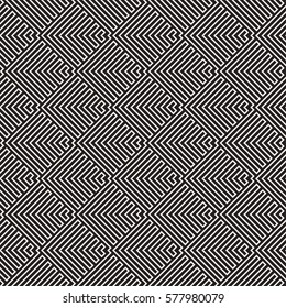 Maze Tangled Lines Contemporary Graphic. Abstract Geometric Background Design. Vector Seamless Black and White Pattern.