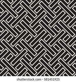 Maze Tangled Lines Contemporary Graphic. Abstract Geometric Background Design. Vector Seamless Black and White Pattern.