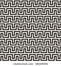 Maze Tangled Lines Contemporary Graphic. Abstract Geometric Background Design. Vector Seamless Black and White Pattern.