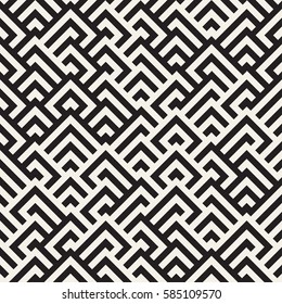 Maze Tangled Lines Contemporary Graphic. Abstract Geometric Background Design. Vector Seamless Black and White Pattern.