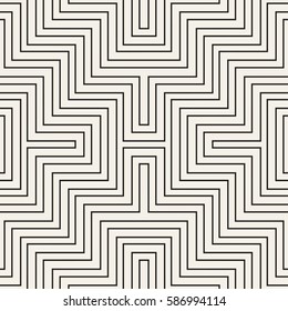 Maze Tangled Lines Contemporary Graphic. Abstract Geometric Background Design. Vector Seamless Black and White Pattern.