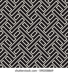 Maze Tangled Lines Contemporary Graphic. Abstract Geometric Background Design. Vector Seamless Black and White Pattern.