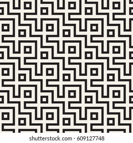 Maze Tangled Lines Contemporary Graphic. Abstract Geometric Background Design. Vector Seamless Pattern.