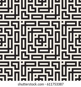 Maze Tangled Lines Contemporary Graphic. Abstract Geometric Background Design. Vector Seamless Pattern.