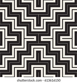 Maze Tangled Lines Contemporary Graphic. Abstract Geometric Background Design. Vector Seamless Pattern.