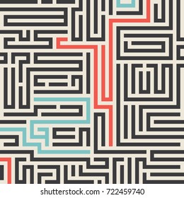 Maze texture vintage and place for your text isolated. Abstract illustration. Concept psychology, creative problem solving, logical thinking, the study of human relations