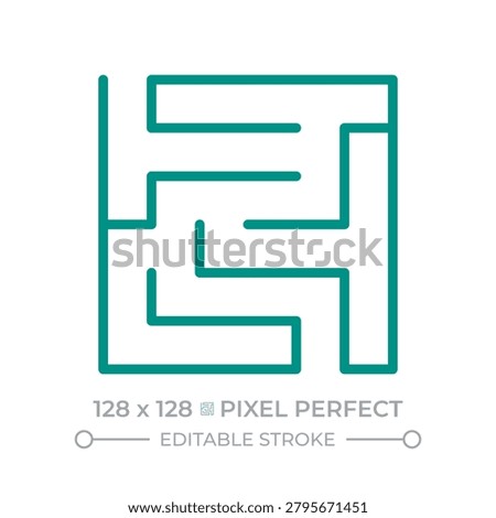 Maze two color line icon. Labyrinth brain teaser game. Finding exit from tangled situation. Strategic thinking bicolor outline symbol. Duotone linear pictogram. Isolated illustration. Editable stroke