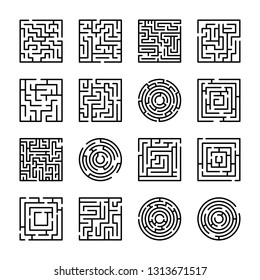 Maze Types Icons Set 