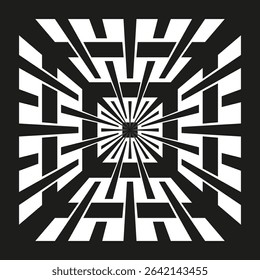 Maze vector shape. Abstract labyrinth pattern. Square geometric symbol. Bold graphic icon.