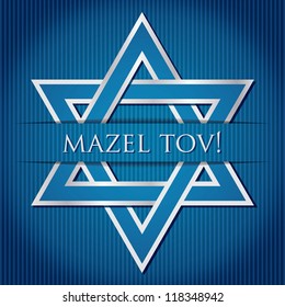 "Mazel Tov!" blue star of David card in vector format.