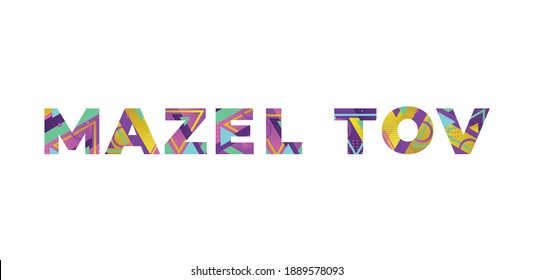 Mazel Tov Concept Retro Colorful Word Art Illustration