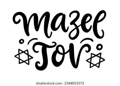 Mazel tov hand lettering template. Vector Illustration for greeting card, banner, isolated on white