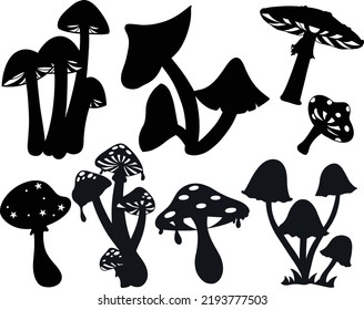 Mazic Mushroom Flat Silhouettes Bundle