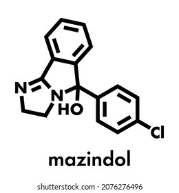 Mazindol Appetite Suppressant Drug Molecule. Skeletal Formula.