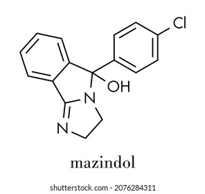 Mazindol Appetite Suppressant Drug Molecule. Skeletal Formula.