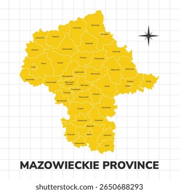 Ilustração do mapa de Mazowieckie Province. Mapa da província em Polonia