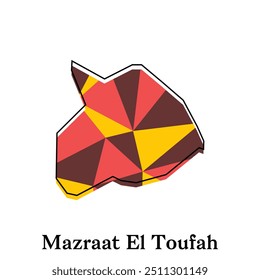 Mazraat El Toufah Mapa do Líbano País, com estilo polígono geométrico colorido design modelos nomes cidade ou província