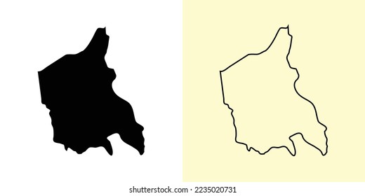 Mazsalaca map, Latvia, Europe. Filled and outline map designs. Vector illustration