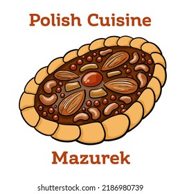 Mazurek traditional polish easter cake on white background