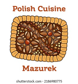 Mazurek traditional polish easter cake on white background