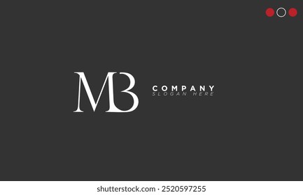  Letras del alfabeto MB Iniciales Logotipo del monograma BM, M y B