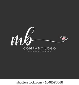 MB Beauty vector initial logo, handwriting logo of initial signature, wedding, fashion, jewelry, boutique, floral and botanical with creative template for any company or business.