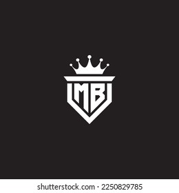 MB or BM logo monogram symbol shield with crown shape design vector