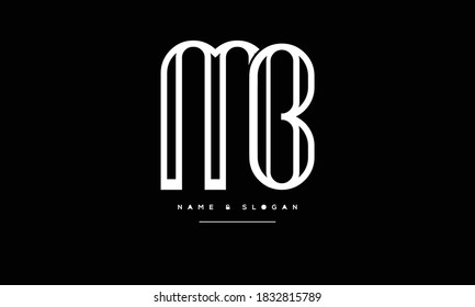 Monograma del logotipo de las letras abstractas MB, BM, M, B