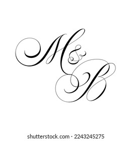 MB Calligraphy Monogram initial letters logo
