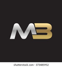 MB company linked letter logo silver gold black background