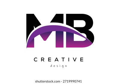 MB kreativen und modernen Buchstaben Logo-Design mit kreativen lila Welle abstrakte Latter Logo Konzept.