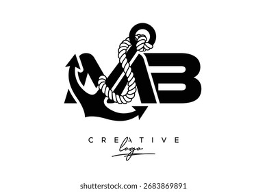 MB Creative Monogram Latte Logo mit Anker und Seildesign