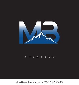  MB Creative Mountain Logo Bold Gradient Letter mark Branding Design for Business Outdoor Brands
