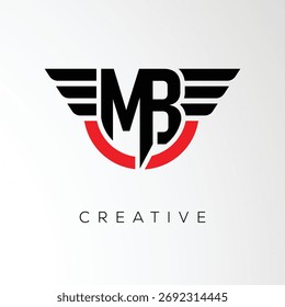 Logotipo de letra de alas creativas de MB con escudo moderno - Símbolo potente de negocios y marca	

