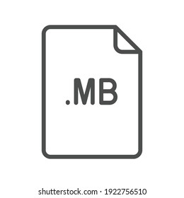 MB file format line icon. Linear style sign for mobile concept and web design. Simple outline symbol. Vector illustration isolated on white background. EPS 10.