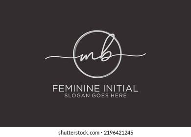 MB handwriting logo with circle template vector logo of initial signature, wedding, fashion, floral and botanical with creative template.