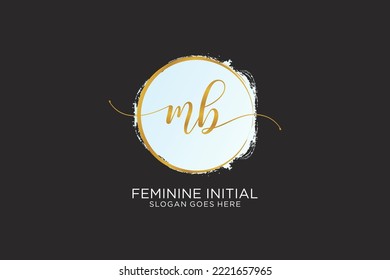 Logo de escritura a mano MB con la firma de vector de plantilla de círculo, boda, moda, floral y botánica con plantilla creativa.