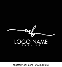 MB Initial Handwriting Logo Design Vector