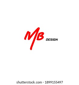 Logo de escritura manual inicial de MB para identidad